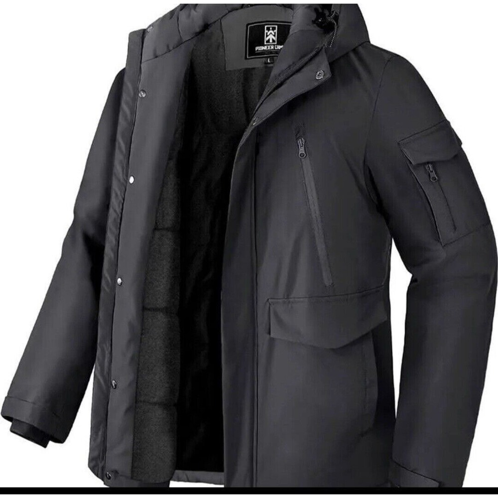 Pioneer Camp Men's Jackets Waterproof Windproof Black Hooded Long‎ Coats (Small)